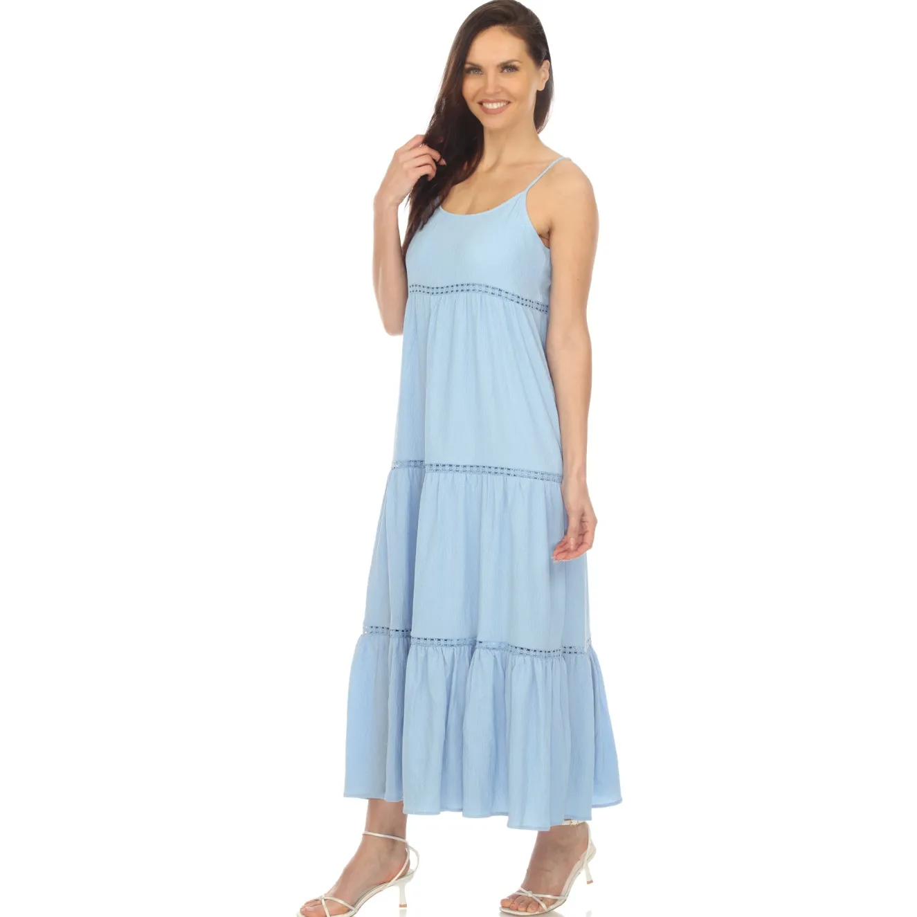 Women's Scoop Neck Tiered Maxi Dress
