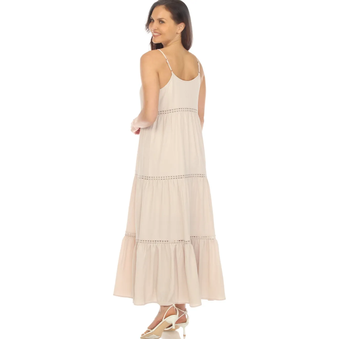 Women's Scoop Neck Tiered Maxi Dress
