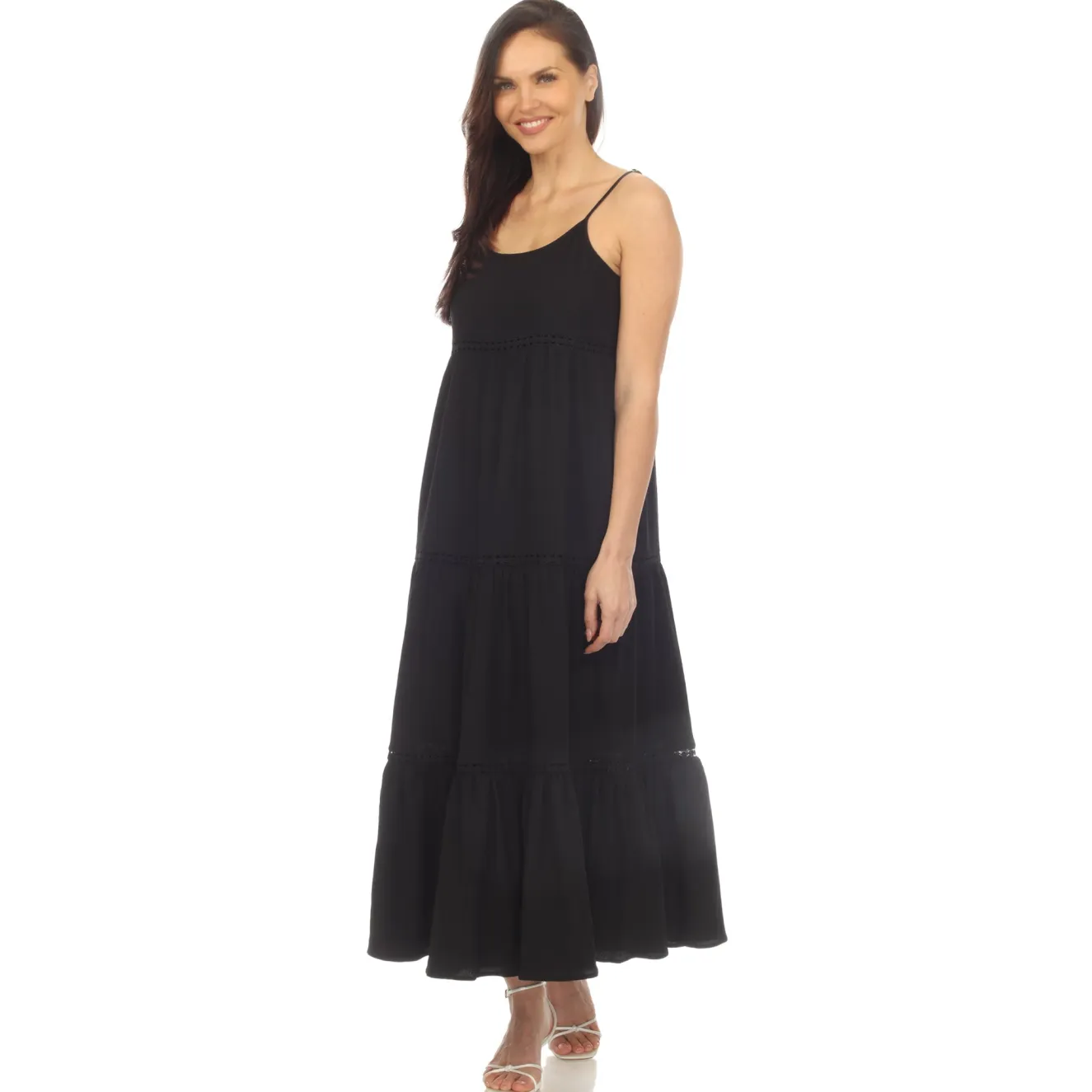 Women's Scoop Neck Tiered Maxi Dress