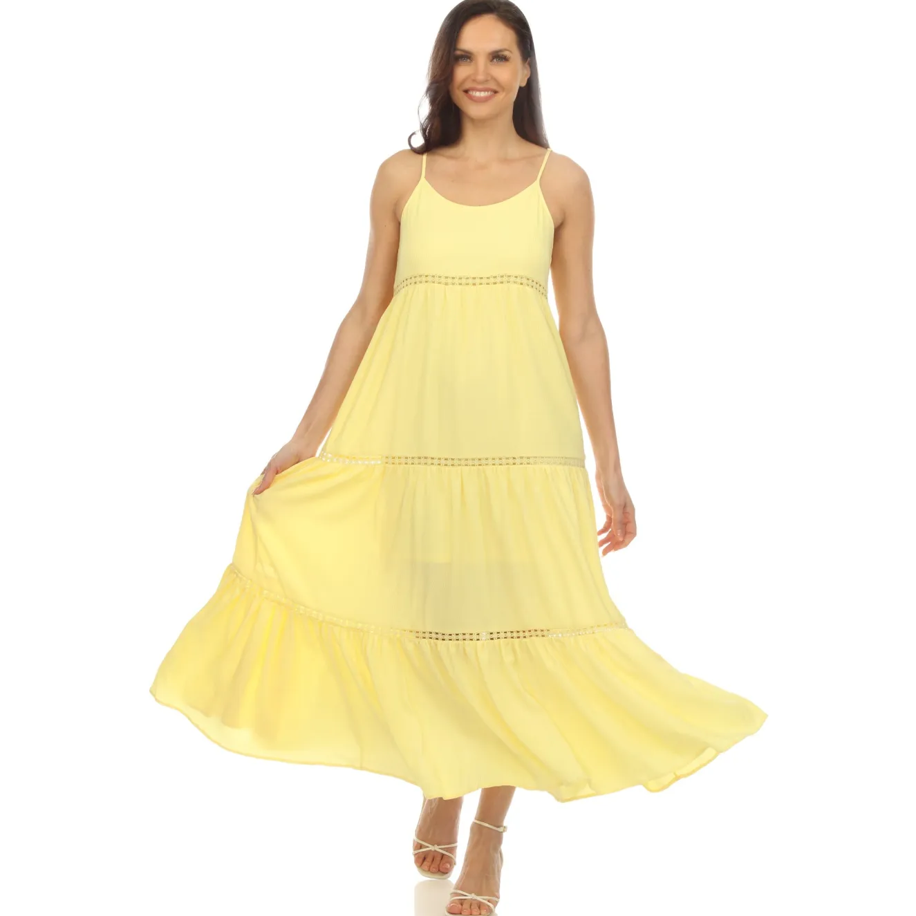 Women's Scoop Neck Tiered Maxi Dress