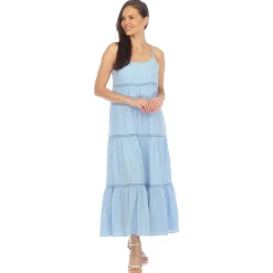 Women's Scoop Neck Tiered Maxi Dress - Plus