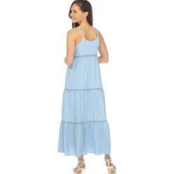 Women's Scoop Neck Tiered Maxi Dress - Plus