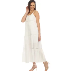 Women's Scoop Neck Tiered Maxi Dress - Plus