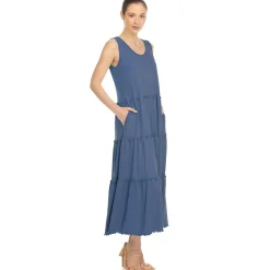 Women's Scoop Neck Tiered Midi Dress