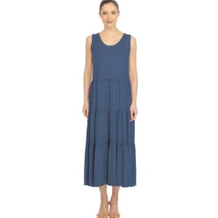 Women's Scoop Neck Tiered Midi Dress