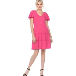 Women's Short Sleeve V-neck Tiered Dress