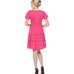 Women's Short Sleeve V-neck Tiered Dress