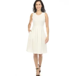 Women's Solid Fit and Flare Dress