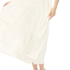 Women's Square Neck Short Sleeve Tiered Dress - Off White