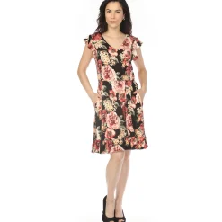 Women's V-Neck Empire Dress - Black