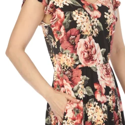 Women's V-Neck Empire Dress - Black
