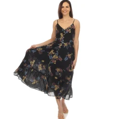 Women's V-Neck Floral Print Maxi Dress