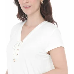 Women's V-Neck Front Tie Pullover Top