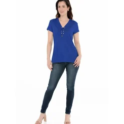 Women's V-Neck Front Tie Pullover Top