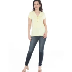 Women's V-Neck Front Tie Pullover Top