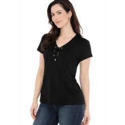 Women's V-Neck Front Tie Pullover Top