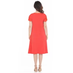 Women's V-Neck Tie Front Flutter Sleeve Shift Dress