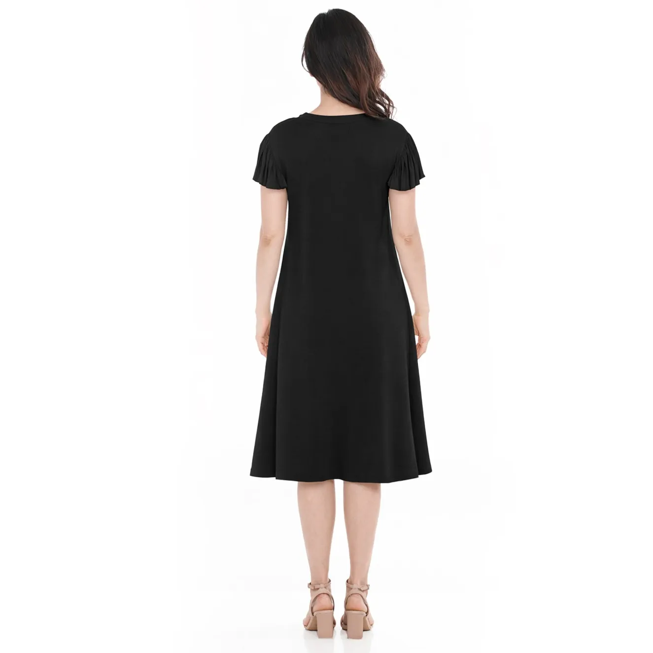 Women's V-Neck Tie Front Flutter Sleeve Shift Dress