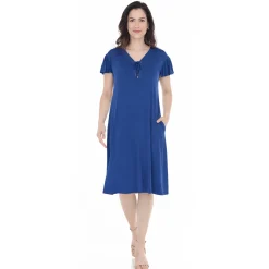 Women's V-Neck Tie Front Flutter Sleeve Shift Dress